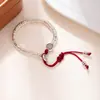 Nuevo Estilo Chino Acuñado Plata Rota Cuerda de Mano Bestia Tragadora de Oro Hecho a Mano Pulsera de Cuerda Ajustable Cuerda de la Paz Pulsera de la Fortuna