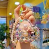 Chaveiro Pingente Criativo Espelho de Maquiagem em Formato de Coração Cravejado com Diamantes, Acessório de Bolsa da Moda, Pequeno Presente para Casais Venda por Atacado