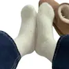 Meias de Veludo de Visão Outono e Inverno Femininas Estilo Coreano Cor Sólida Fio Pontilhado Meia de Comprimento Médio Pelúcia Espessada Meias de Chão Empilhadas Grossas