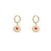 Pendientes de la Serie Colgante de Concha Blanca Retro de Lujo Ligero Estilo Francés Acero Inoxidable Oro de 14K Estilo Ins Europeo y Americano Simple de Gama Alta