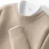 Atacado Quente ~ Gola Redonda Tricô 100% Caxemira Pura Masculino Urbano Textura Simples Amigo da Pele Tamanho Grande Tricô
