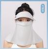 Máscara de Proteção Solar de Verão para Mulheres, Rosa, Simples, Atacado, Cobertura Facial Completa, Proteção UV Integrada, Máscara Respirável de Seda Gelada, Estilo Fino