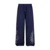 UNBDNS Calça Jogger Feminina Street Style Americano Cintura Elástica Strass Lateral Design Solto Senso de Estilo Preguiçoso Versátil Esportiva Longa