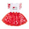 Venta al por mayor transfronteriza 2025 primavera y verano nueva ropa para niñas falda de princesa de malla falda chaleco de manga volada traje de dos piezas