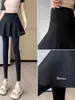 Calça Saia Falsa Duas Peças Tamanho Plus Size Padrão Pele de Tubarão com Painel Traseiro Feminina 2026 Nova Outono/Inverno Tamanho Plus Size Cintura Alta Forrada com Fleece Yoga Calças Barbie
