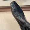 Versión en Stock~Botines Cortos Negros de Cuero Genuino Estilo Francés con Punta Cuadrada Delgados para Mujer, Elegantes y Versátiles para el Trabajo, con Cremallera Trasera Moda Botines Cortos