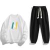 Primavera e Outono Casual Sportssuit Masculino Crewneck Sweat Calças de manga comprida Moda coreana Novo conjunto de duas peças combinando