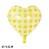 Globos de Papel de Aluminio en Forma de Corazón Transfronterizos con Flores de Rosa a Cuadros y Borde de Encaje para Decoraciones de Boda y Fiesta de San Valentín