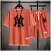Camiseta de Manga Corta Waffle Guapo 2024 para Hombre Verano Falso Dos Piezas Tendencia Marca Juventud Casual Deportiva Traje para Hombre