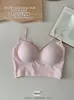 Sutiã Camisola de Lyocell Listrada com Decote em V Profundo e Costas Cruzadas, Versão Atualizada, Estilo Fino, Roupa Íntima de Verão, Tubinho Confortável