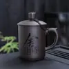 Caneca de Chá para Escritório de Areia Roxa Mineral Original com Gravação, Caneca de Água Grande Personalizada com Tampa, Xícara de Chá, Caneca de Cerâmica, Personalizada