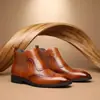 Superventas de Amazon Zapatos de Cuero Transfronterizos para Hombre de Caña Alta Puntiagudos Estilo Británico Formal de Negocios Botas Martin Botas de Cuero Casual 26059