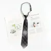 Corbata Gris para Mujer Estilo Japonés Rayas Cuadros Estilo Preppy Decoración de Corbata jk Retro Cremallera Estilo Camisa para Hombre No Necesita Atar