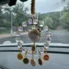 Atração turística Saco da sorte de brocado Song com pingente de cristal do deus da riqueza de cinco caminhos, presente de bênção para carro, pequeno presente unissex para o Festival do Meio Outono