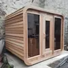 Fornecimento de Fabricantes Sala de Sauna de Madeira Maciça a Vapor Úmido para Exterior Aquecimento com Forno Elétrico Externo Pedra de Sauna