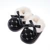 2024 Nuevas Pantuflas de Algodón para Niños Otoño e Invierno Lazo Moda Niñas con Forro Polar Suela Gruesa Bolsa con Pantuflas de Felpa