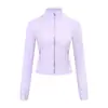 [Em Estoque] Jaqueta Curta Ld Slim Fit Yoga Gola Alta Jaqueta Fashionável Corrida Fitness Top Esportivo Feminino