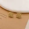 Accesorios para pendientes DIY al por mayor, pendientes cuadrados irregulares de malla tejida estilo Ins simples con dijes colgantes, modelo nuevo