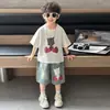 0479 Conjunto de Camiseta de Manga Corta de Verano para Niños 2026 Nuevo Estilo Pantalones Cortos de Mezclilla Conjunto de Dos Piezas Estilo Coreano para Niños Verano Fresco 5