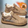 Zapatos Casuales de Algodón Gruesos y Cálidos con Forro Polar para Hombre para Exteriores en Invierno, Botas de Nieve Antideslizantes de Moda, Talla Grande para Adolescentes