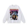 Camiseta de Manga Larga Estilo Americano High Street Retro Figura Hip Hop Rapero Estampada Unisex Oversize Suelta Base