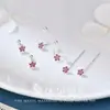 Pendientes de Flor de Cerezo de Plata 999 para Mujer, Pequeños, Frescos, Simples, Joyería para Oreja C02279