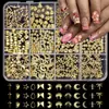 Caja Mixta Joyería para Uñas Punk con Remaches de 12 Rejillas Serie Océano Estrella de Mar Concha Joyería de Aleación DIY