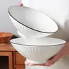 Tazón cónico, tazón para fideos, tazón de cerámica para el hogar, tazón para fideos instantáneos, tazón comercial para sopa de fideos, tazón grande para fideos para el hogar