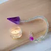 Colgante de Péndulo con Forma de Cono de Cristal Natural, Péndulo Cono Hexagonal de Ágata, Piedra Rombo de Seis Lados con Forma de Bala Facetada