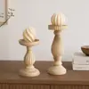 Estilo Nórdico Columna Romana Retro Portavelas de Madera Blanco en Blanco Adorno Decorativo Liso Sin Terminar Estilo Casa de Huéspedes Accesorios para Fotografía