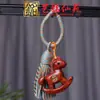 Cavalo de Madeira Arco-Íris Sino Acessório Chaveiro Pingente Yiming Xianyuan Cavalo do Zodíaco de Madeira Corrente de Celular Pingente de Bolsa Ornamento