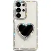 Funda para Teléfono con Soporte en Forma de Corazón, Espejo, Diamantes Brillantes, IMD, Estilo Girly, Adecuada para Apple 17Air Niche 16E 13Promax