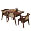 Estilo Nórdico Mesa Pequeña de Madera Maciza para Balcón Set de Ocio con una Mesa y Dos Sillas Mesa y Sillas de Ratán de Diseñador para Reuniones y Tomar el Té