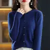 Cárdigan de punto para mujer 2026, Abrigo de cuello redondo, Suéter, Nuevo estilo primavera y otoño, Holgado, Moderno, Corto, Camiseta básica elegante