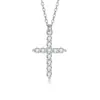 Joyería Transfronteriza Collar de Cruz de Plata de Ley S925 para Mujer, Colgante de Cruz Personalizado con Circonita 5A de Diamante Completo, Cadena para Clavícula