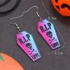 Aretes de Halloween Europeos y Americanos ins oscuros divertidos aretes de calavera moda creativa aretes de mano de calavera de murciélago para mujer