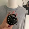Colar com Pingente de Coração Preto Estilo Ins Coreano Corrente de Clavícula Elegante de Nicho para Mulheres Acessórios Longos para Roupas