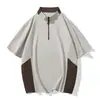 Camisa Polo Deportiva de Malla Transpirable de Seda Helada de Secado Rápido para Hombre, Verano, Media Cremallera, Holgada, Adelgazante