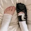 Versão em couro macio~Novos sapatos Mary Jane estilo bailarina com laço, verão francês, para mulheres, com aumento interno de altura e bico baixo