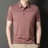 Ropa de Verano para Papá Hombres de Mediana Edad y Mayores Camiseta Rayada Versión con Bolsillo Hombres Solapa Manga Corta Camiseta de Manga Corta Hombres Manga Corta