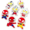 En Stock Infantil Spider-Man Iluminado Lavable Plástico Etiqueta Sello de Goma Parche Impermeable Divertidos Accesorios para Ropa