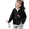 Camiseta de Manga Larga de Moda Nueva para Niñas de Primavera y Otoño, Top Casual Versátil de Patrón Waffle Dos en Uno con Cuello Redondo para Niños Mayores