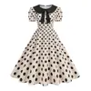 Tiro en Vivo 2026 Amazon Venta Caliente Transfronteriza Vestido de Lunares con Solapa Grande Estilo Francés Retro Hepburn Hong Kong