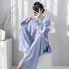 Muzhen Silk 26º Aniversário Novo Estilo Minimalista Conjunto de Pijama de Algodão e Seda Camisa de Manga Longa Feminina Roupa de Casa Fina Respirável de Alta Qualidade