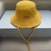 Chapéu de Pescador de Aba Larga Lavado de Verão Jacquemus com Franja e Tira, Estilo Igual ao da Hyuna, Chapéu de Sol Feminino com Proteção Solar