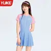 Traje de baño para niña 2026 nuevo modelo de una pieza para niñas mayores y estudiantes, conjunto de falda de baño de secado rápido con protección solar para el verano