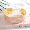 Pulsera Abierta Semicircular con Goteo de Aceite Transfronteriza, Diseño de Moda de Nicho, Pulsera de Acero Inoxidable de Alta Gama para Mujer, Venta al por Mayor