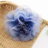 0397 Fabricante Estilo Coreano Exquisito Corsage de Gasa Flor de Pluma Diadema Flor de Mano con Brillantes Pedrería Sombrero de Dama Flor Flor de Peonía
