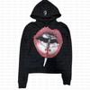 Design Hip Hop Americano Padrão de Lábios Grandes Y2K High Street Esportivo Casual Moda Street Punk Moletom com Capuz