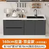 Gabinete de cocina con encimera de pizarra, gabinete doméstico de mármol, gabinete para estufa integrada, gabinete simple y económico para alquiler